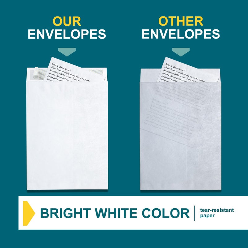 EnDoc 9x12 Tyvek Envelopes â€“ Strong Lightweight Professional Shipping Mailer Tear Resistant DuPontâ„¢ TyvekÂ® Construction & Easy Security Self Seal Closure â€“Bright White DuPont â€“ Bulk Pack of 15 â€“ 9 x 12 inch - Image 5
